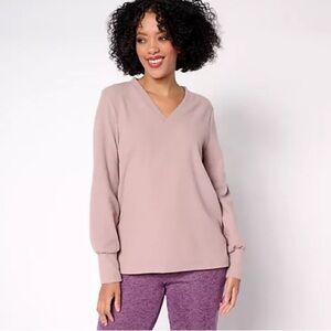 Cuddl Duds Ribbed‎ Fleece V-Neck Pullover New